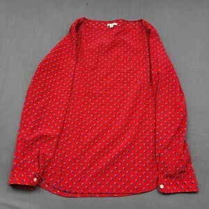 Gap Womens Red Blue Polka Dot Boat Neck Long Sleeve Blouse Top Size‎ S Small